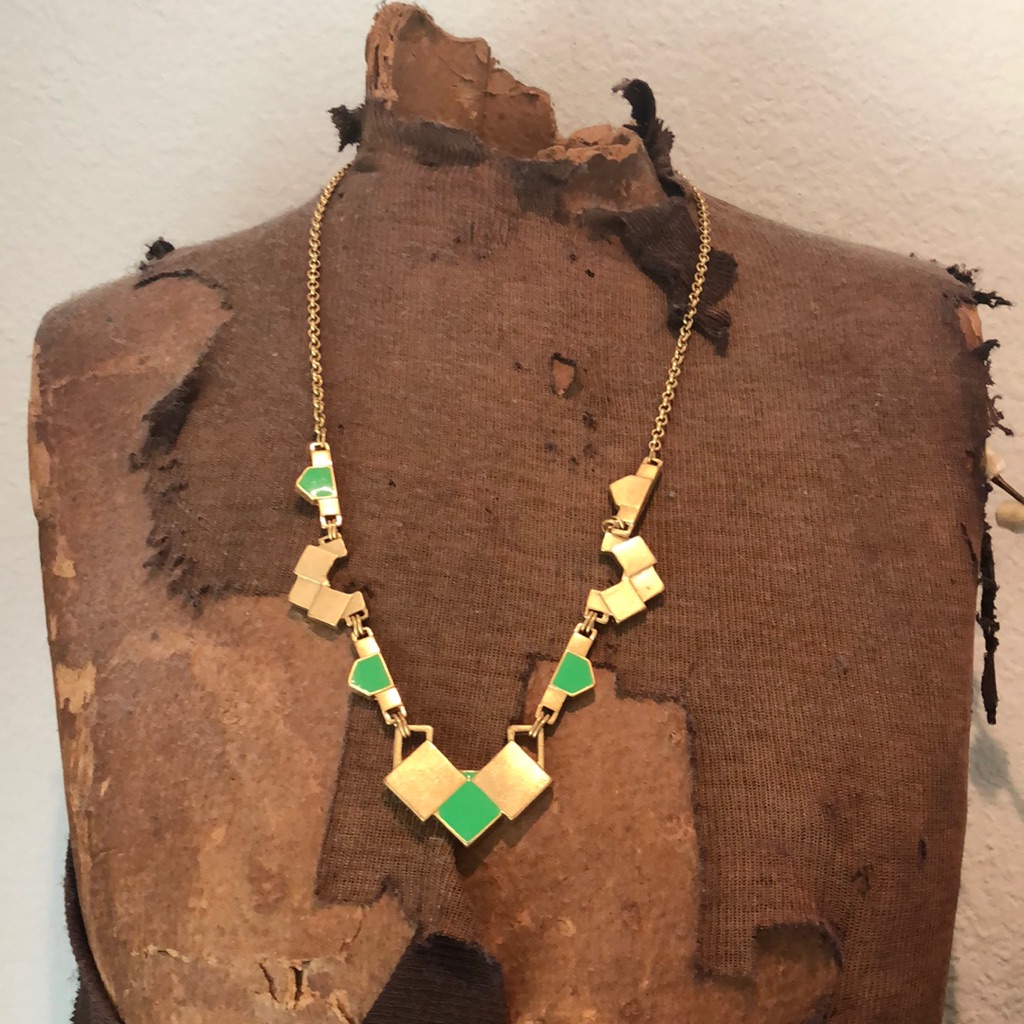 Madewell Green And Brass Graphic Necklace